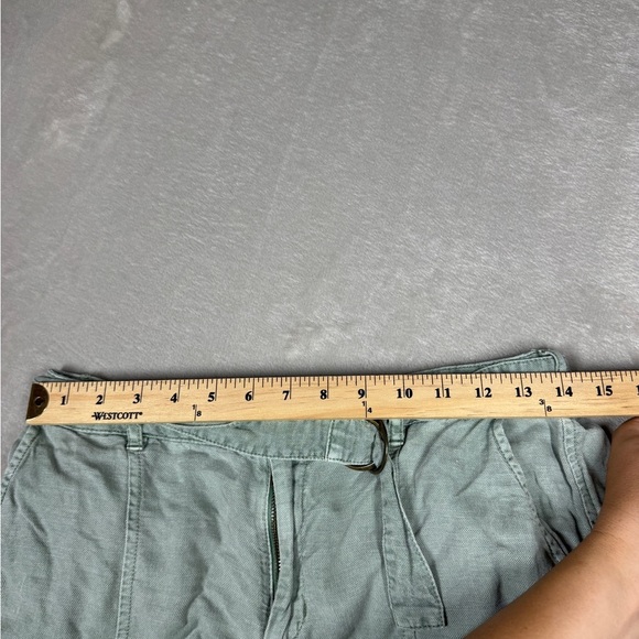 Nicole Miller Linen Blend Green Rolled Cuff Ankle Straight Leg Pants Size Small - Picture 8 of 16